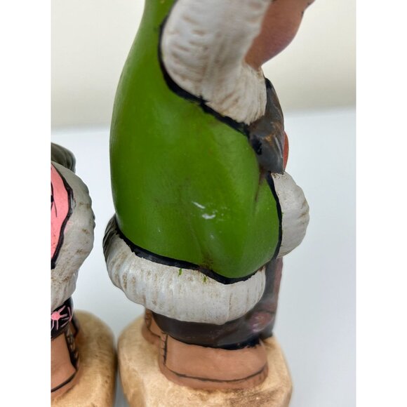 Eskimo Ceramic Hand Painted Girl & Boy Figures, Set of 2 Alaskan Winter Art - Picture 10 of 15